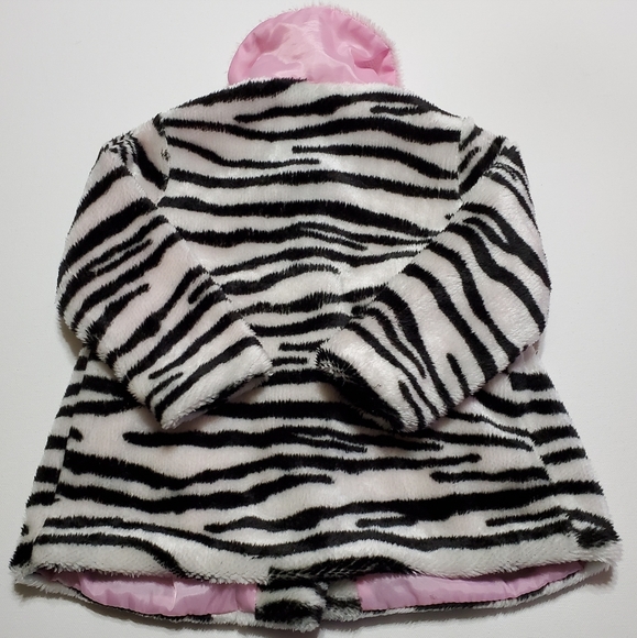 Girls Faux Coats Zebra Print Fashion Jacket By Little Lass Size 2T - Picture 6 of 8
